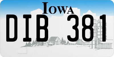 IA license plate DIB381