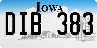 IA license plate DIB383