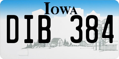 IA license plate DIB384