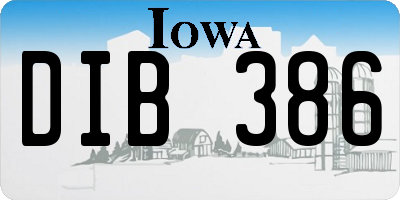 IA license plate DIB386