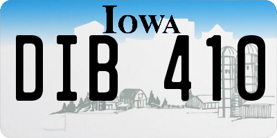 IA license plate DIB410