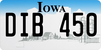 IA license plate DIB450