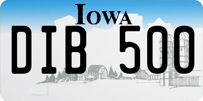 IA license plate DIB500