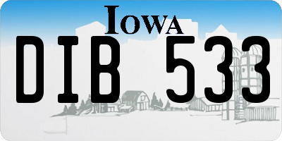 IA license plate DIB533