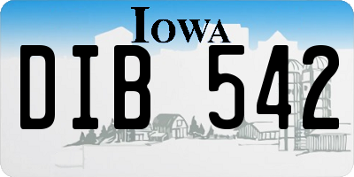 IA license plate DIB542