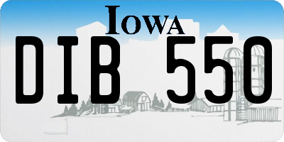 IA license plate DIB550