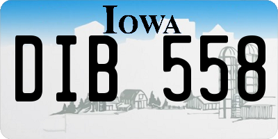 IA license plate DIB558