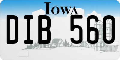 IA license plate DIB560