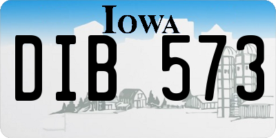 IA license plate DIB573