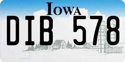 IA license plate DIB578