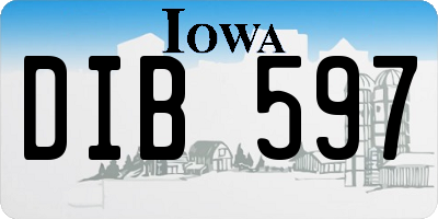 IA license plate DIB597