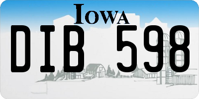 IA license plate DIB598