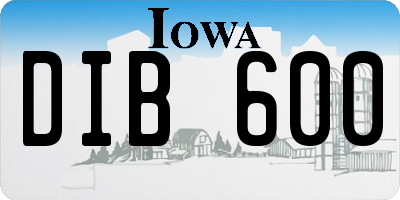 IA license plate DIB600