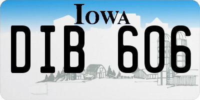 IA license plate DIB606