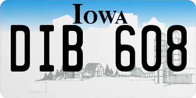 IA license plate DIB608