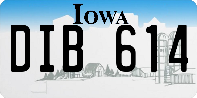 IA license plate DIB614