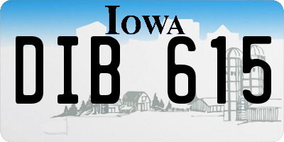 IA license plate DIB615