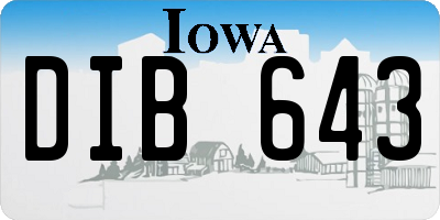 IA license plate DIB643