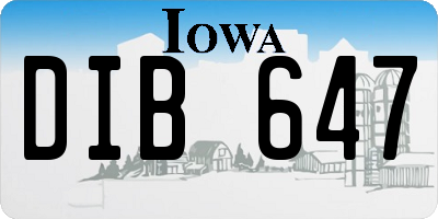 IA license plate DIB647