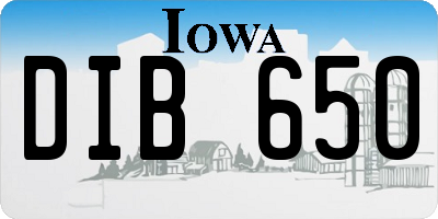 IA license plate DIB650