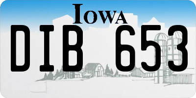 IA license plate DIB653