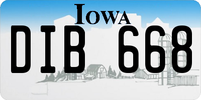 IA license plate DIB668