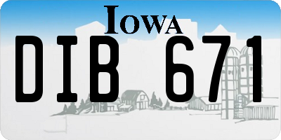 IA license plate DIB671