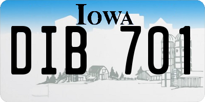 IA license plate DIB701