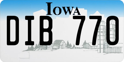 IA license plate DIB770