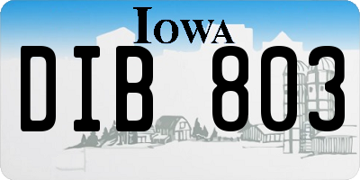 IA license plate DIB803