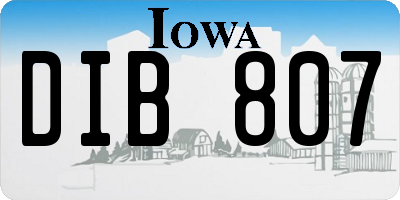 IA license plate DIB807