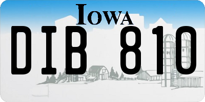 IA license plate DIB810