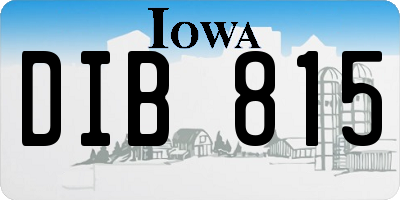 IA license plate DIB815