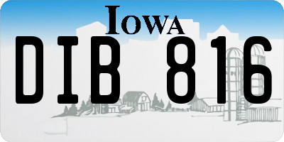 IA license plate DIB816