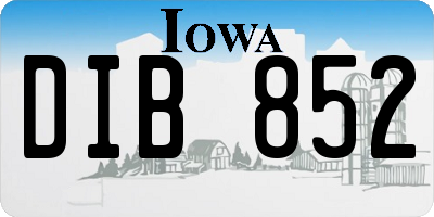 IA license plate DIB852