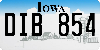 IA license plate DIB854