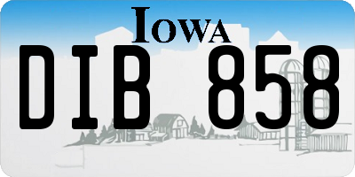 IA license plate DIB858