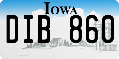 IA license plate DIB860