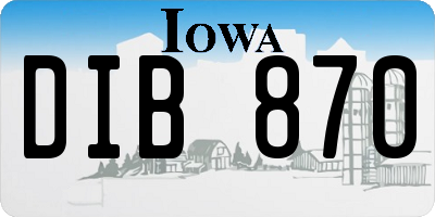 IA license plate DIB870