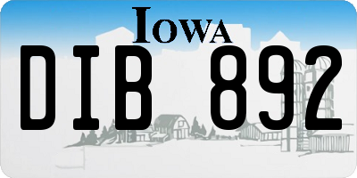 IA license plate DIB892