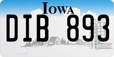 IA license plate DIB893