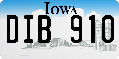 IA license plate DIB910