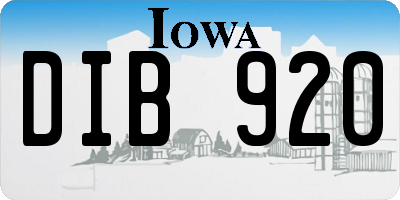 IA license plate DIB920