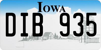 IA license plate DIB935