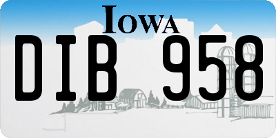 IA license plate DIB958