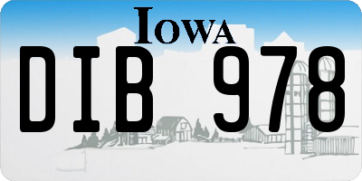 IA license plate DIB978