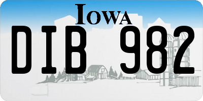 IA license plate DIB982