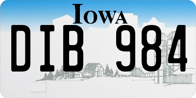 IA license plate DIB984