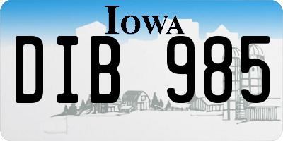 IA license plate DIB985