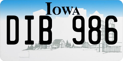 IA license plate DIB986